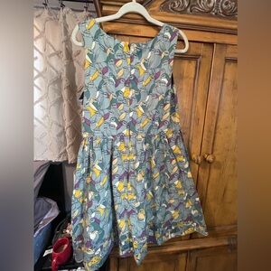 Modcloth Sleeveless midi Dress Bird Print Cotton XL